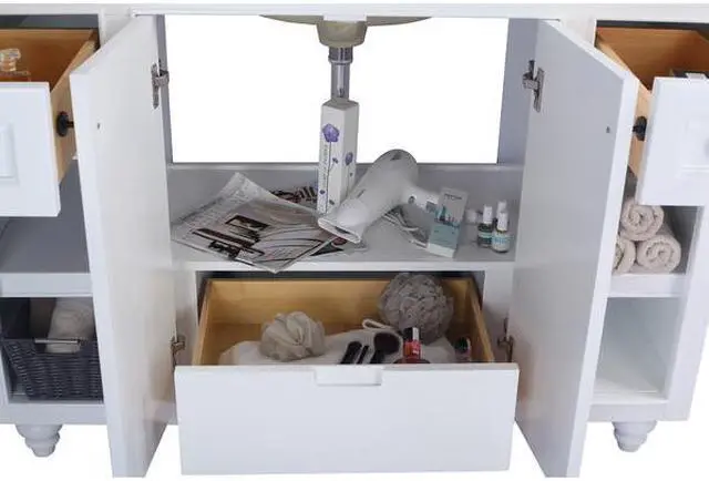 Alt view image 6 of 10 - Odyssey - 48 - White Cabinet + White Stripes Marble Countertop