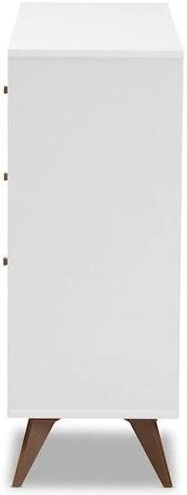 Alt view image 16 of 20 - Baxton Studio Savino Mid-Century Modern White and Walnut Finished Wood Wine Cabinet