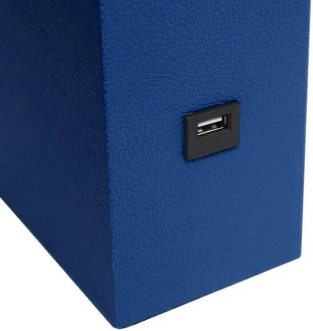 Alt view image 8 of 19 - Elegant Designs Modern Leather Table Lamp with USB and White Fabric Shade, Blue