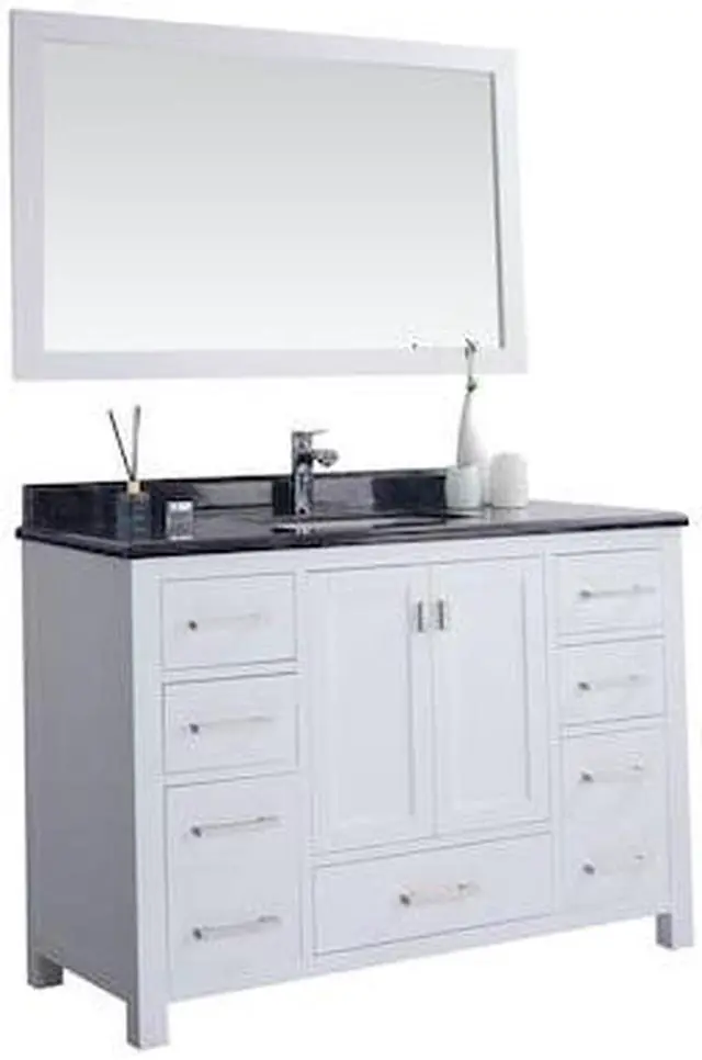 Alt view image 9 of 10 - Wilson 48 - White Cabinet + Black Wood Marble Countertop