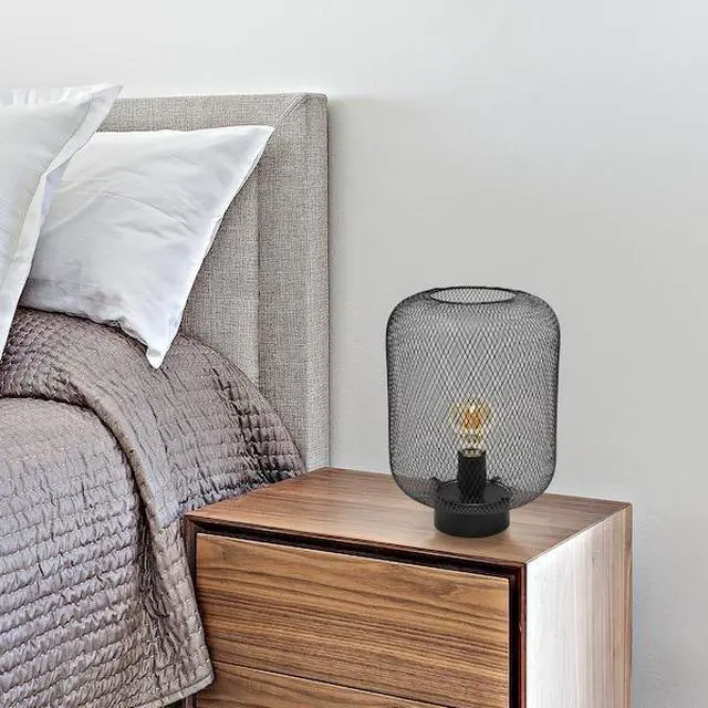 Alt view image 12 of 15 - Simple Designs Black Metal Mesh Industrial Table Lamp