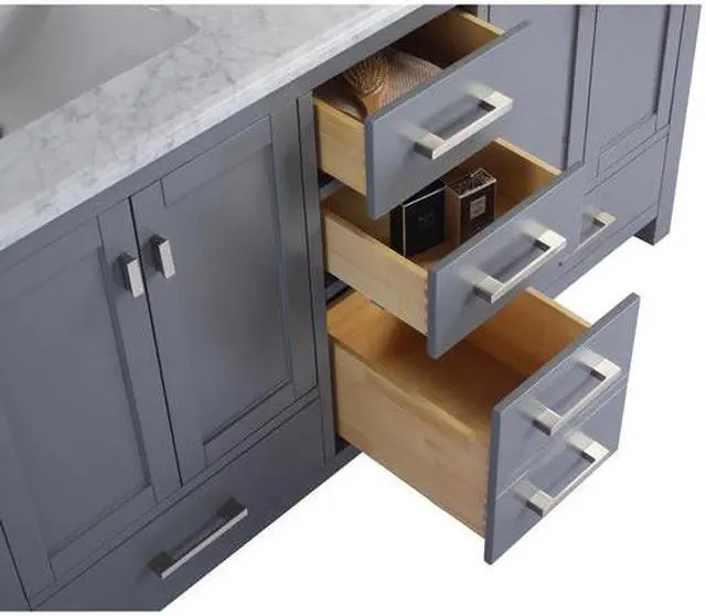 Alt view image 6 of 10 - Wilson 60 - Grey Cabinet + Matte White VIVA Stone Solid Surface Countertop