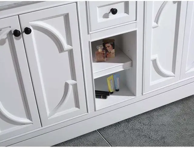 Alt view image 8 of 9 - Odyssey - 60 - White Cabinet + White Carrara Marble Countertop