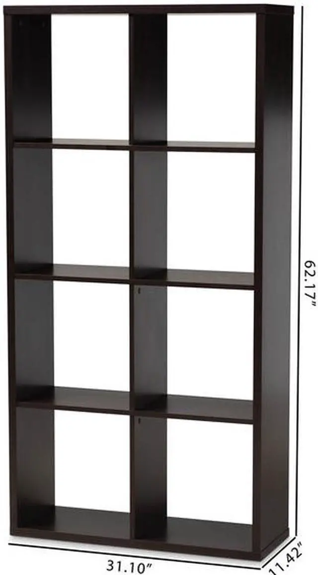 Alt view image 7 of 11 - Baxton Studio Janne Modern and Contemporary Dark Brown Finished 8-Cube Multipurpose Storage Shelf