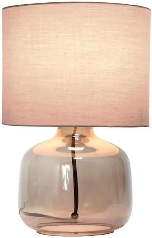 Alt view image 12 of 15 - Simple Designs Glass Table Lamp with Fabric Shade, Smoke with Gray Shade