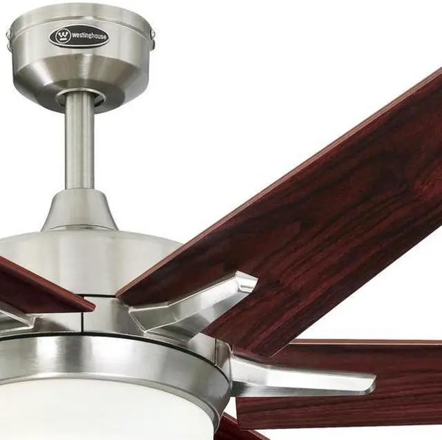 Alt view image 4 of 7 - westinghouse lighting 7207700 cayuga 60inch brushed nickel indoor ceiling fan, dimmable led light kit with opal frosted glass,