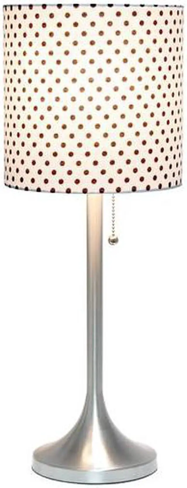 Alt view image 14 of 20 - Simple Designs Brushed Nickel Tapered Table Lamp with Polka Dot Fabric Drum Shade