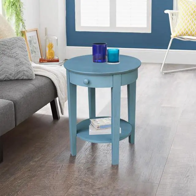 Alt view image 6 of 7 - INTERNATIONAL CONCEPTS OT32-2128 Phillips Accent Table with Drawer, Ocean Blue,