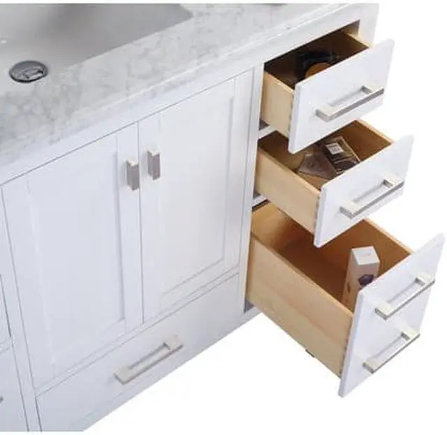 Alt view image 7 of 10 - Wilson 48 - White Cabinet + Black Wood Marble Countertop