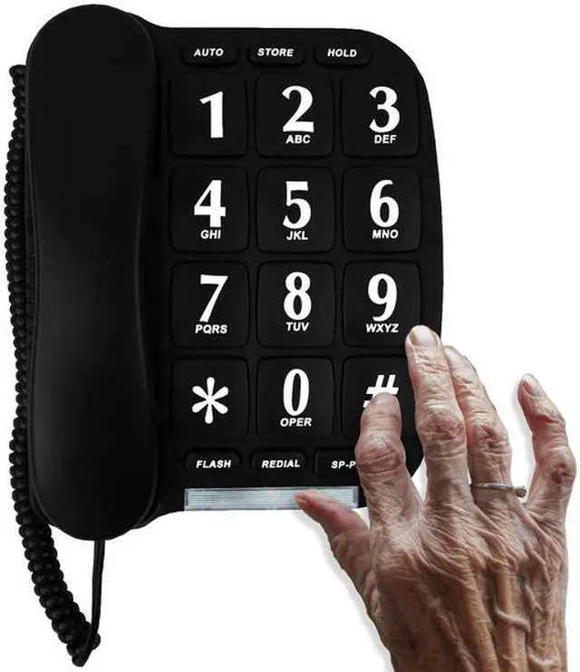 Alt view image 5 of 6 - big button phone for wall or desk with speaker and memory (black)