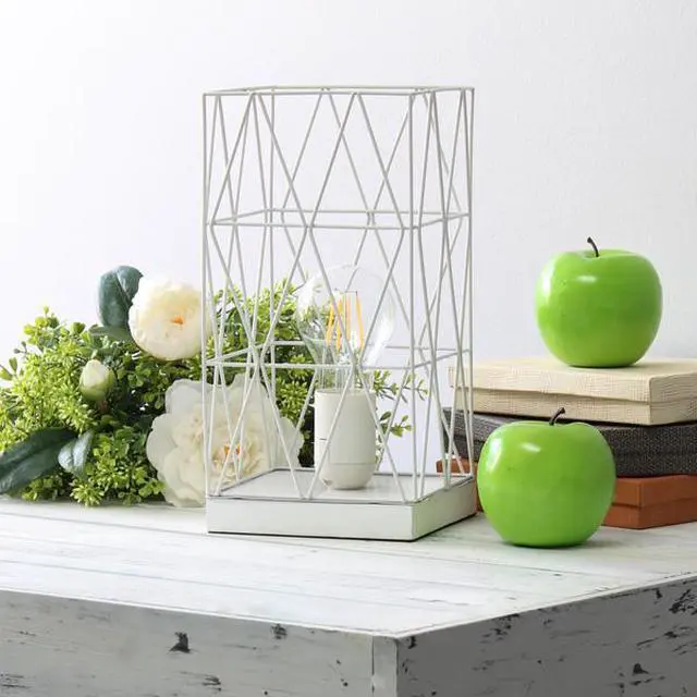 Alt view image 10 of 18 - Simple Designs White Geometric Square Metal Table Lamp