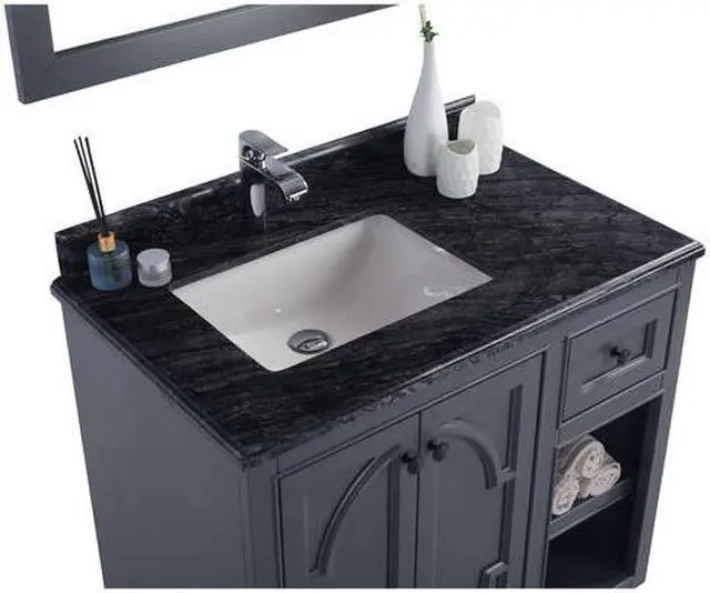 Alt view image 10 of 10 - Odyssey - 36 - Maple Grey Cabinet + Black Wood Marble Countertop