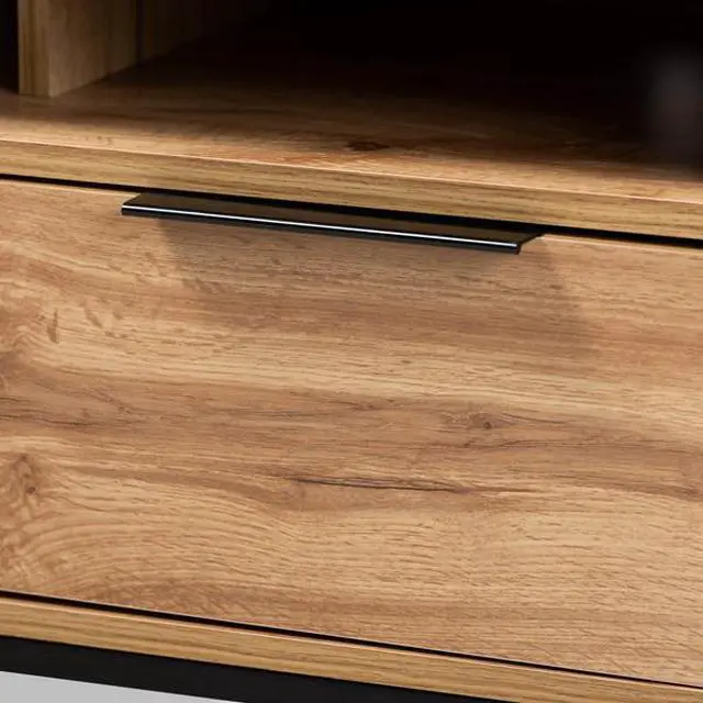Alt view image 12 of 18 - Baxton Studio Reid Modern and Contemporary Industrial Oak Finished Wood and Black Metal 2-Drawer TV Stand