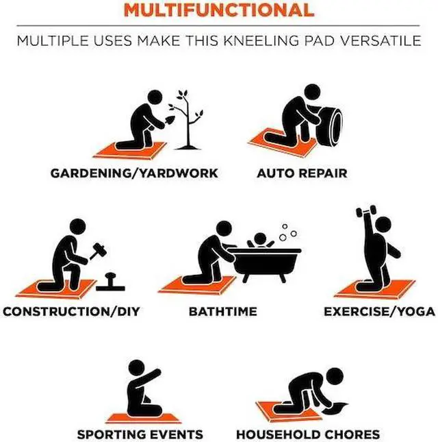 Alt view image 15 of 15 - Ergodyne 18380 Compact Kneeling Pad, Black - 14"x21"