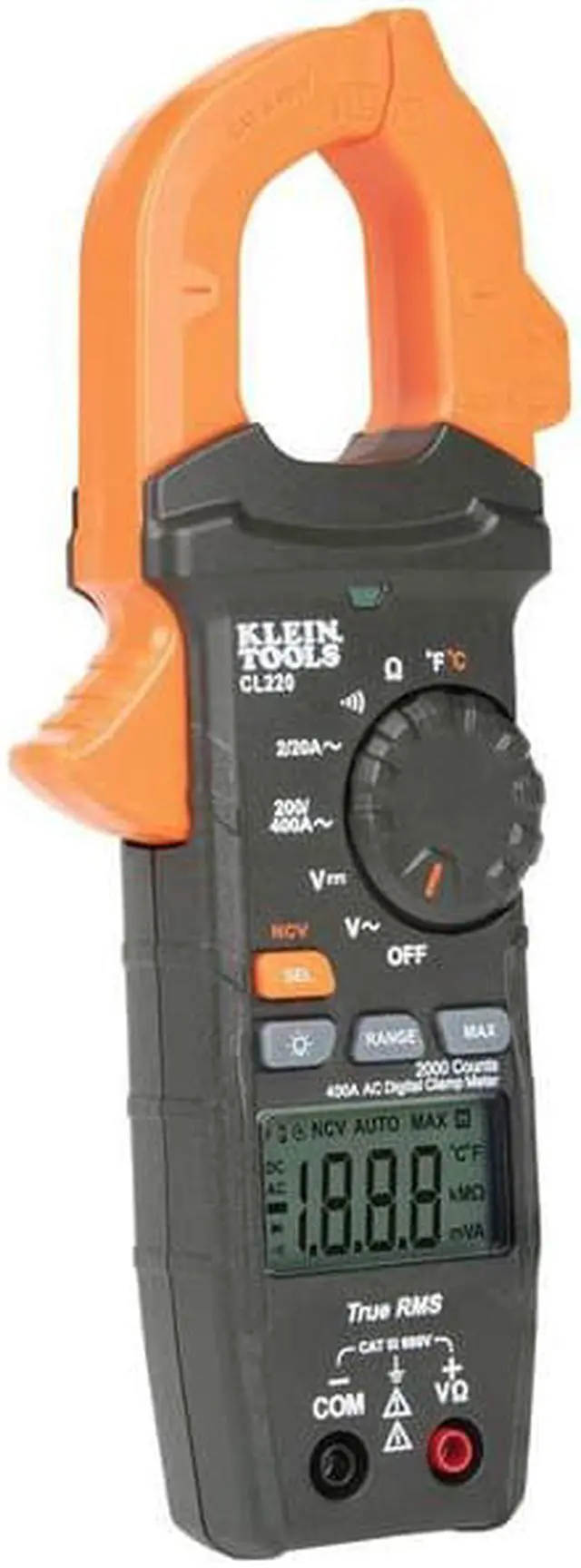 Alt view image 8 of 13 - Klein Tools CL220 400 Amp Auto-Ranging Digital Clamp Meter with Temperature/Non-Contact Voltage Detector