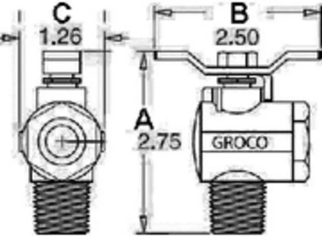 Alt view image 6 of 8 - GROCO 1/2 NPT 90 DEGREE STAINLESS STEEL FUEL VALVE