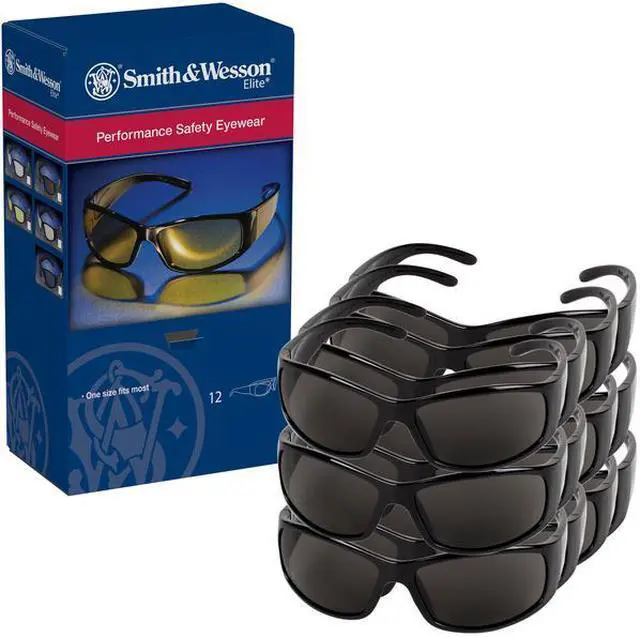 Alt view image 12 of 20 - Smith & Wesson Elite Safety Eyewear, Black Frame, Smoke Anti-Fog Lens 21303