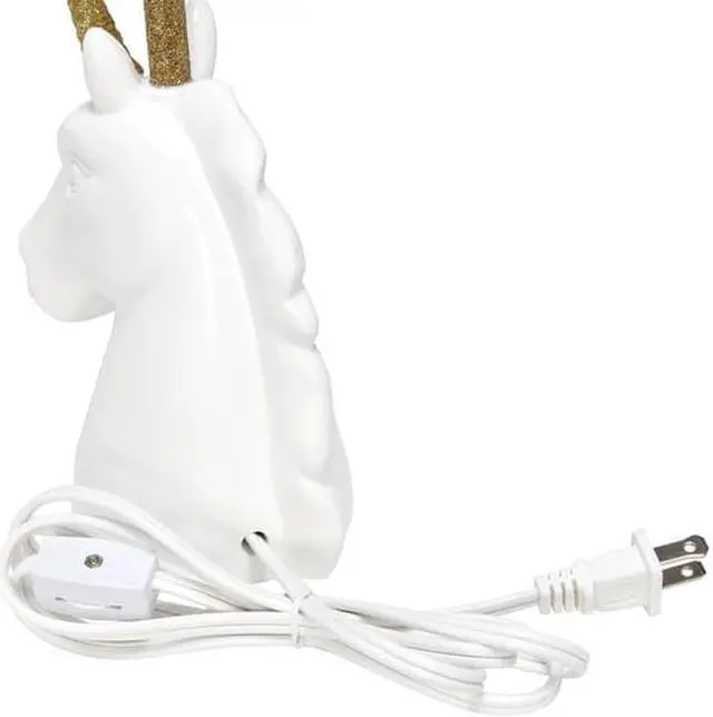 Alt view image 11 of 18 - Simple Designs Sparkling Gold and White Unicorn Table Lamp