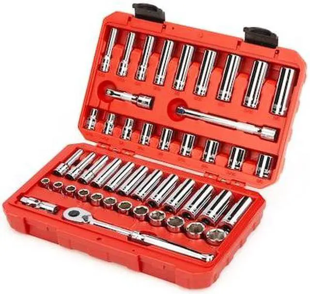 Alt view image 4 of 9 - TEKTON 3/8-Inch Drive 6-Point Socket & Ratchet Set, Inch/Metric, 5/16-Inch - 3/4-Inch, 8 mm - 19 mm, 47-Piece (Case) | SKT15301