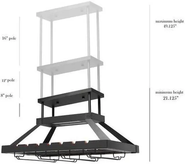 Alt view image 10 of 17 - Elegant Designs 2 Light LED Overhead Wine Rack, Oil Rubbed Bronze