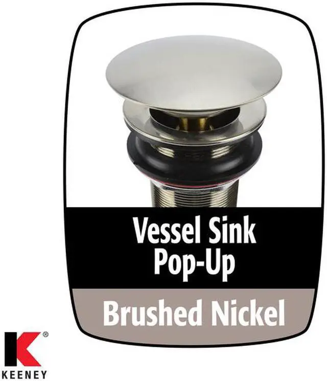 Alt view image 4 of 6 - keeney 1686kdsbn vessel bathroom sink pop up drain, push control, brushed nickel