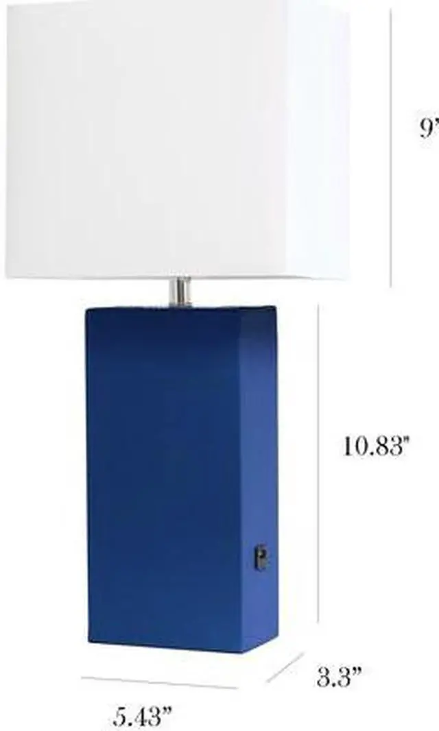 Alt view image 11 of 19 - Elegant Designs Modern Leather Table Lamp with USB and White Fabric Shade, Blue