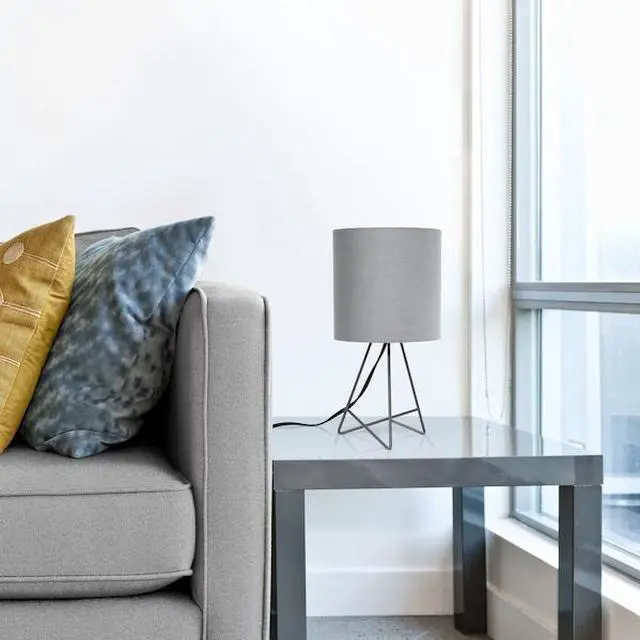 Alt view image 12 of 20 - Simple Designs Down to the Wire Table Lamp with Fabric Shade, Gray with Gray Shade