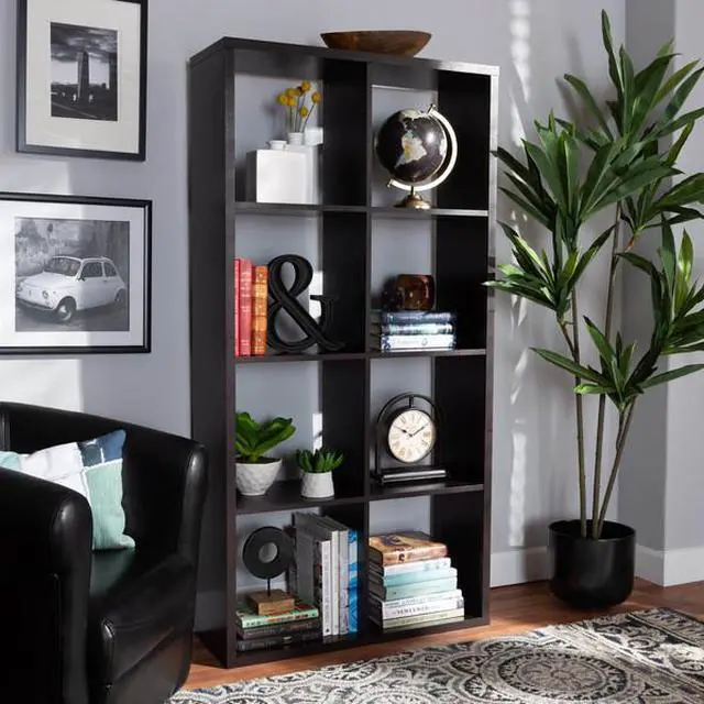 Alt view image 4 of 11 - Baxton Studio Janne Modern and Contemporary Dark Brown Finished 8-Cube Multipurpose Storage Shelf