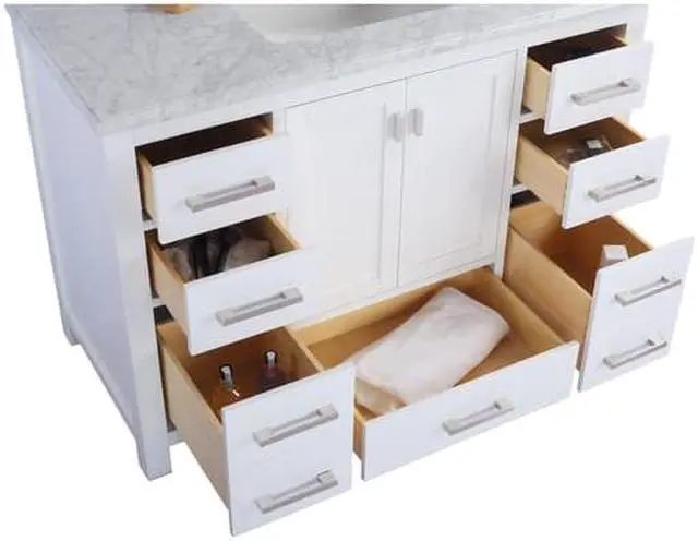 Alt view image 6 of 10 - Wilson 48 - White Cabinet + Black Wood Marble Countertop