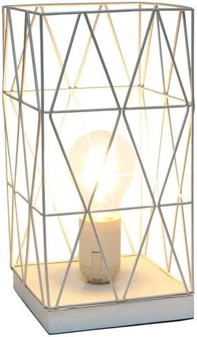 Alt view image 8 of 18 - Simple Designs White Geometric Square Metal Table Lamp