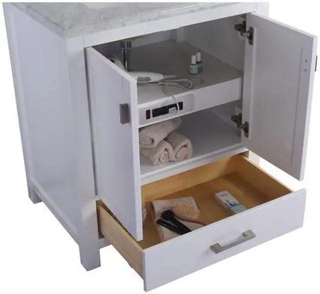 Alt view image 5 of 10 - Wilson 30 - White Cabinet + White Carrara Marble Countertop