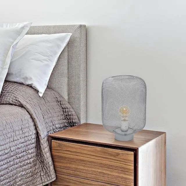 Alt view image 12 of 15 - Simple Designs Gray Metal Mesh Industrial Table Lamp