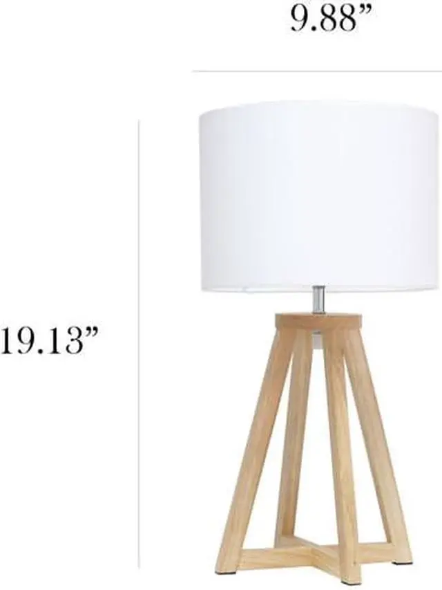 Alt view image 11 of 18 - Simple Designs Interlocked Triangular Natural Wood Table Lamp with White Fabric Shade