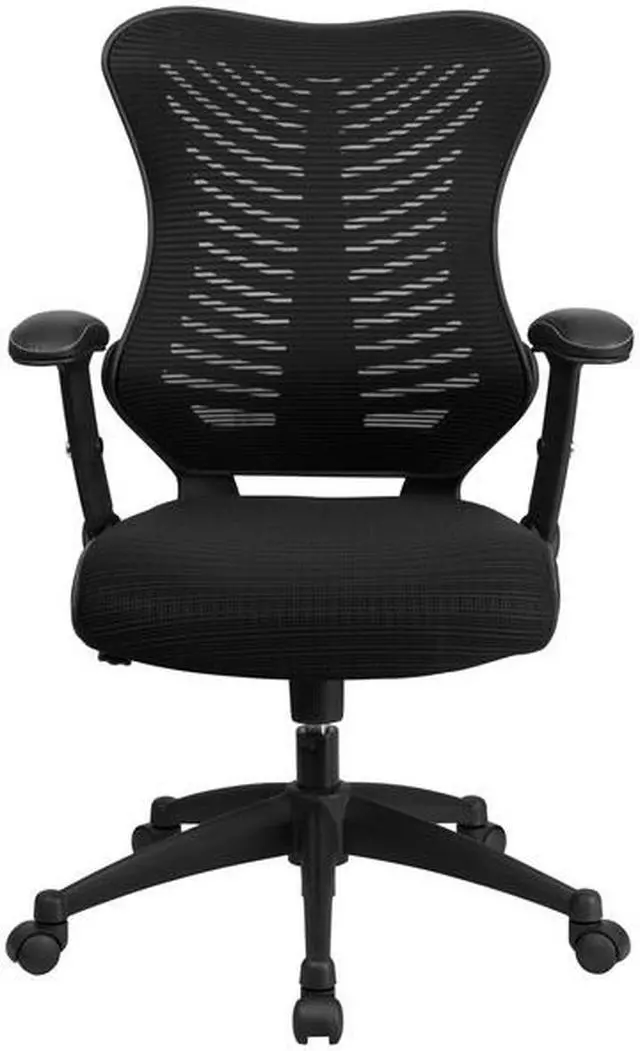 Alt view image 20 of 20 - High Back Designer Black Mesh Executive Swivel Ergonomic Office Chair with Adjustable Arms