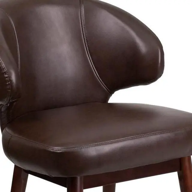 Alt view image 19 of 20 - Comfort Back Series Brown Leather Side Reception Chair with Walnut Legs