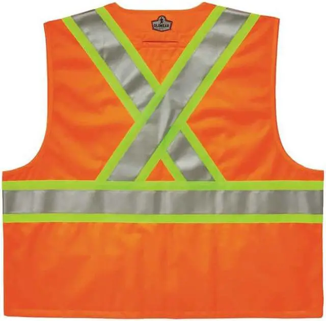 Alt view image 4 of 6 - Ergodyne GloWear 8235ZX Class 2 Hi-Visibility Two-Tone X-Back Vest Orange 4XL