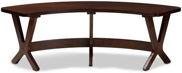 Alt view image 11 of 16 - Baxton Studio Berlin Mid-Century Modern Walnut Finished Wood Curved Dining Bench