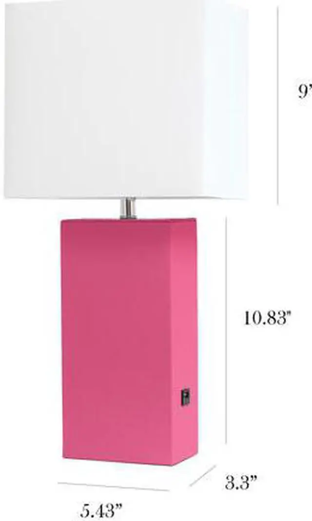 Alt view image 11 of 18 - Elegant Designs Modern Leather Table Lamp with USB and White Fabric Shade, Hot Pink