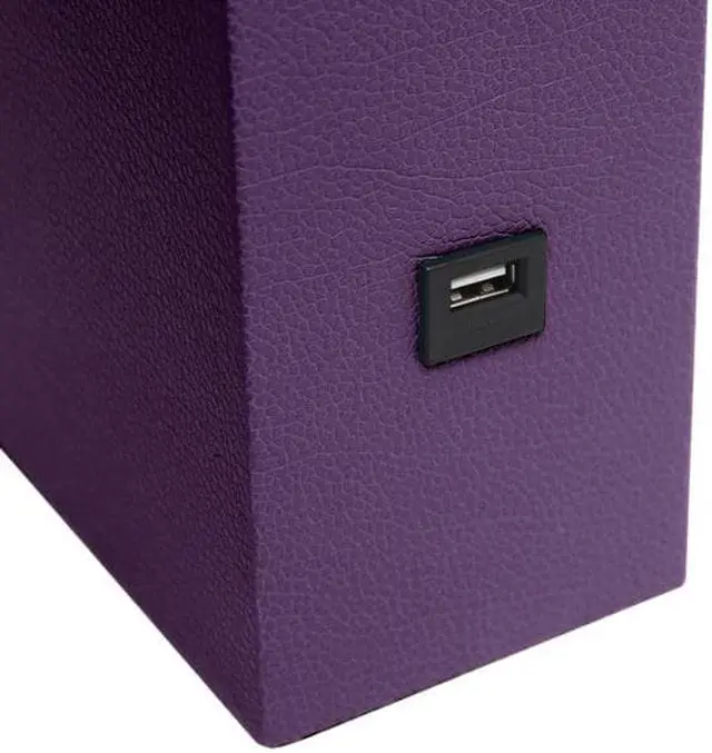 Alt view image 8 of 18 - Elegant Designs Modern Leather Table Lamp with USB and White Fabric Shade, Eggplant