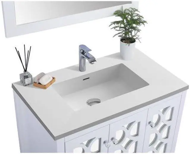 Alt view image 5 of 9 - Mediterraneo - 36 - White Cabinet + Matte White VIVA Stone Solid Surface Countertop