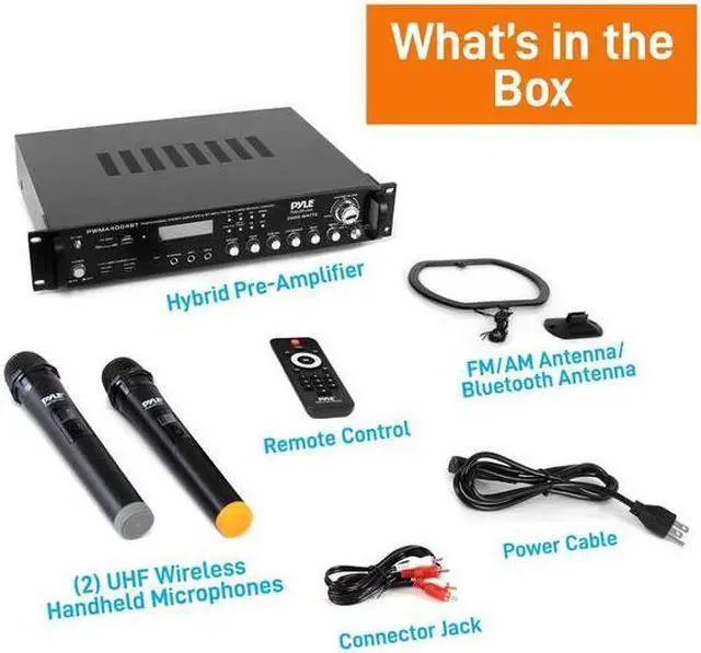 Alt view image 11 of 12 - Pyle 3000W 4 Channel Bluetooth Hybrid Preamplifier System w/Microphones & Remote