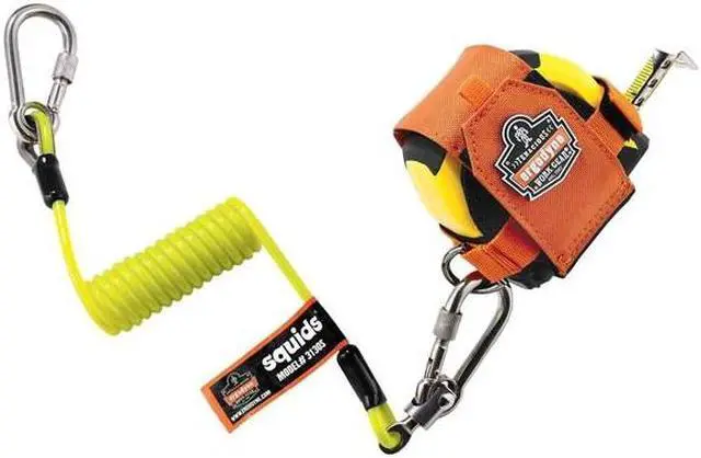 Alt view image 6 of 8 - Ergodyne Squids 3130S Coiled Cable Tool Lanyard with Dual Stainless Steel Carabiners, 2 Pounds