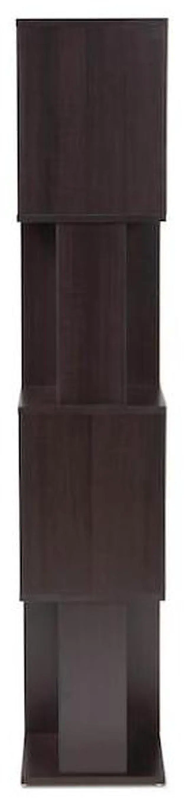 Alt view image 6 of 9 - Baxton Studio Riva Modern and Contemporary Dark Brown Finished Geometric Wood Bookshelf