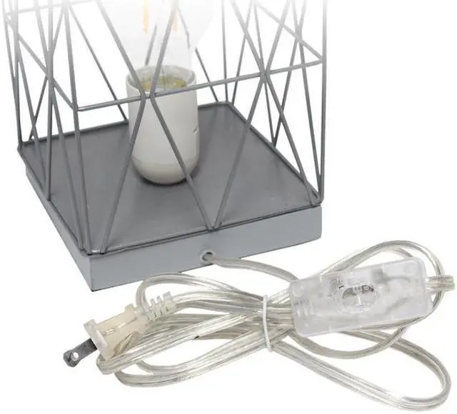 Alt view image 10 of 15 - Simple Designs Gray Geometric Square Metal Table Lamp
