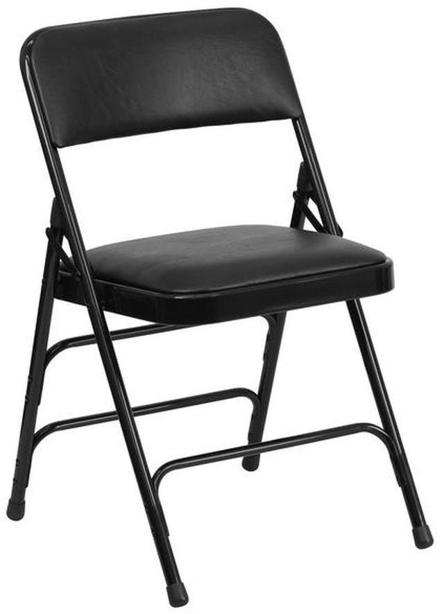 Alt view image 13 of 20 - 4 Pk. HERCULES Series Curved Triple Braced & Double Hinged Black Vinyl Metal Folding Chair