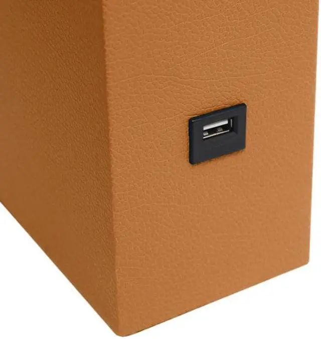 Alt view image 9 of 20 - Elegant Designs Modern Leather Table Lamp with USB and White Fabric Shade, Tan