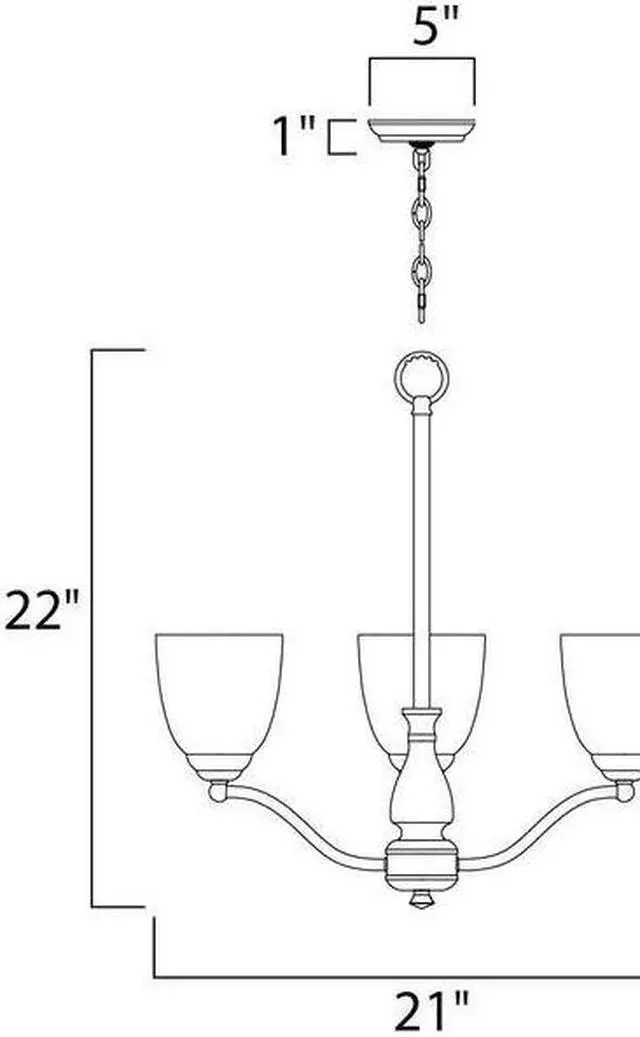 Alt view image 3 of 3 - Maxim 10064FTSN 22 x 21 in. Stefan 3-Light Chandelier, Satin Nickel