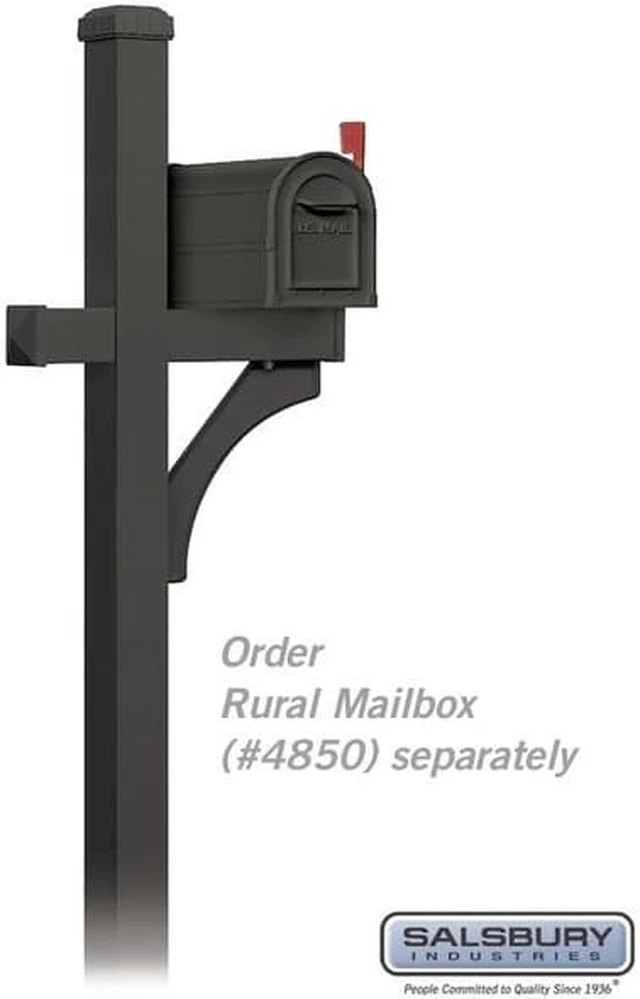 Alt view image 4 of 5 - Salsbury 4870BLK Deluxe Mailbox Post - 1 Sided - In-Ground Mounted - Black