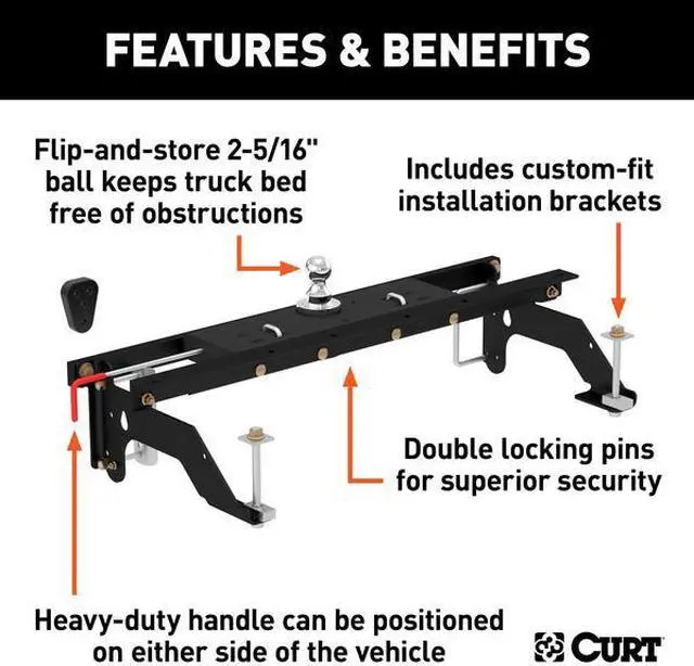 Alt view image 3 of 3 - CURT Double Lock Gooseneck Kit 60733