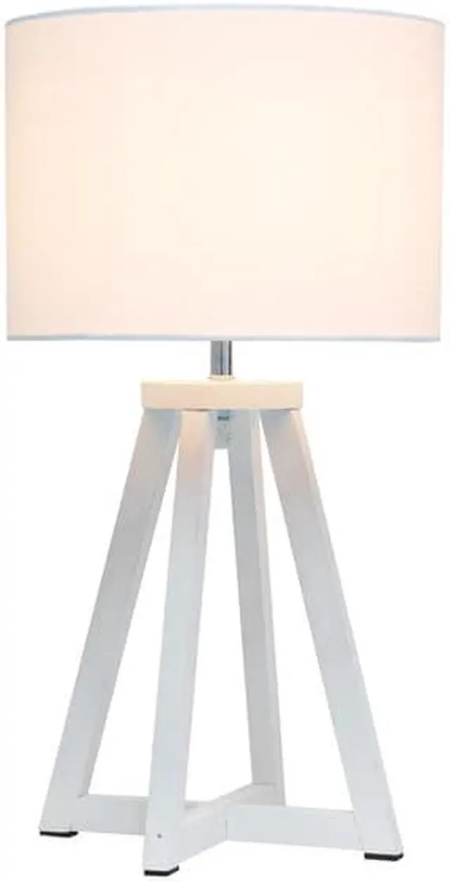 Alt view image 6 of 18 - Simple Designs Interlocked Triangular White Wood Table Lamp with White Fabric Shade